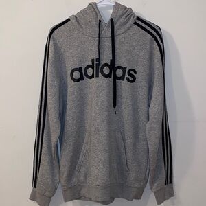 5/$50 Adidas Heather Gray Hoodie with Black Logo Size Medium